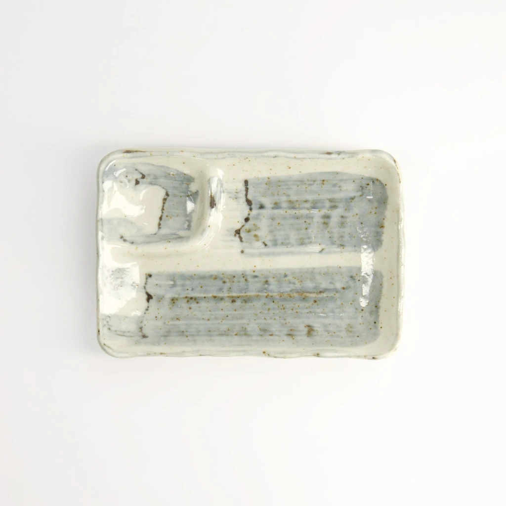 Dip-Teller 17x11x2,5 - hellblau/weiß Box 8/64