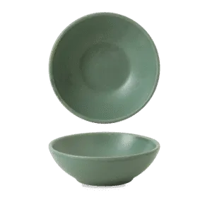 Andorra Green  Contour Shallow Bowl   20 7oz H: 4 Dia: 11.6 4 5/8" Box 12