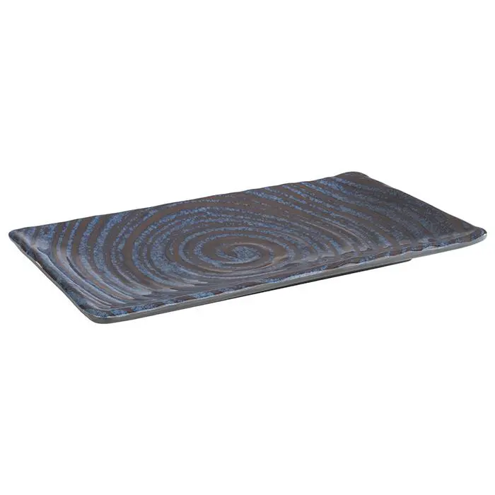 MELAMIN Teller rechteckig 23,5x13,5x1,5 - blau/grau