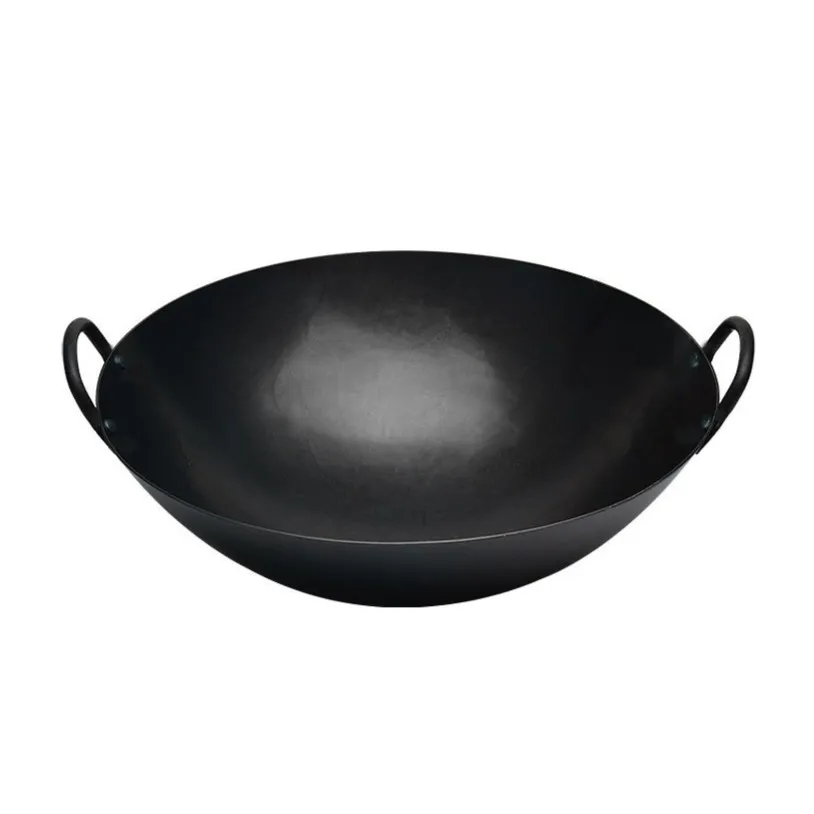 [F290874] Öl-Wok 20in D50 mit Henkel aus Stahl - schwarz