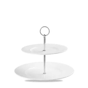 ALC AMBIENCE WHITE STANDARD RIM TWO TIER PLATE TOWER 11" BOX 2