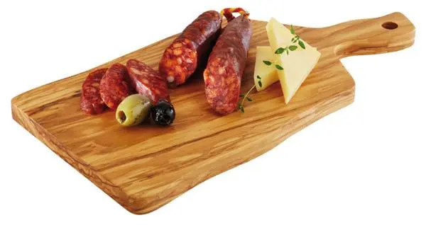 [AP00876] HANDMADE Naturschnitt Servierbrett mit Griff 33x16x1,5cm