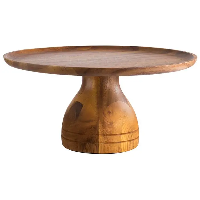 [AP33295] Servierplatte Ø33 H16cm aus Akazienholz geölt
