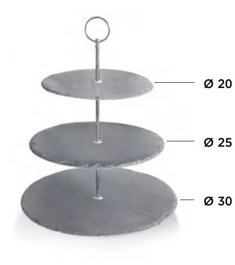 Etagere 3-stufig Schieferplatte D20-25-30cm