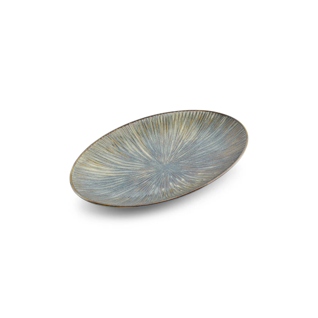 FOREST HALO Servierschale 32,5x22cm - blau/braun