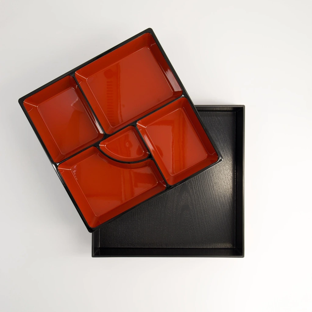 Bento Box 25x5x25,5cm schwarz/rot Box 1/30