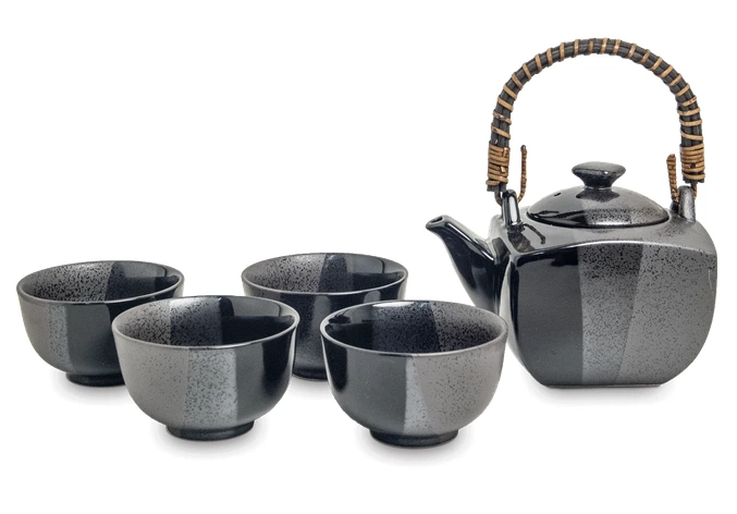 Teeset 5-teilig schwarz matt glänzend