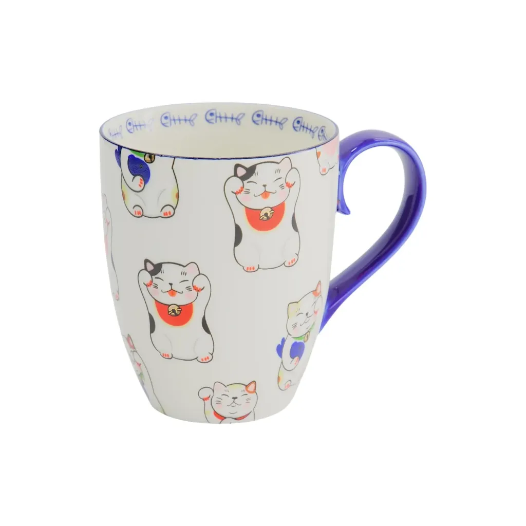 Tasse GLÜCKKATZE weiß D8,5 H10