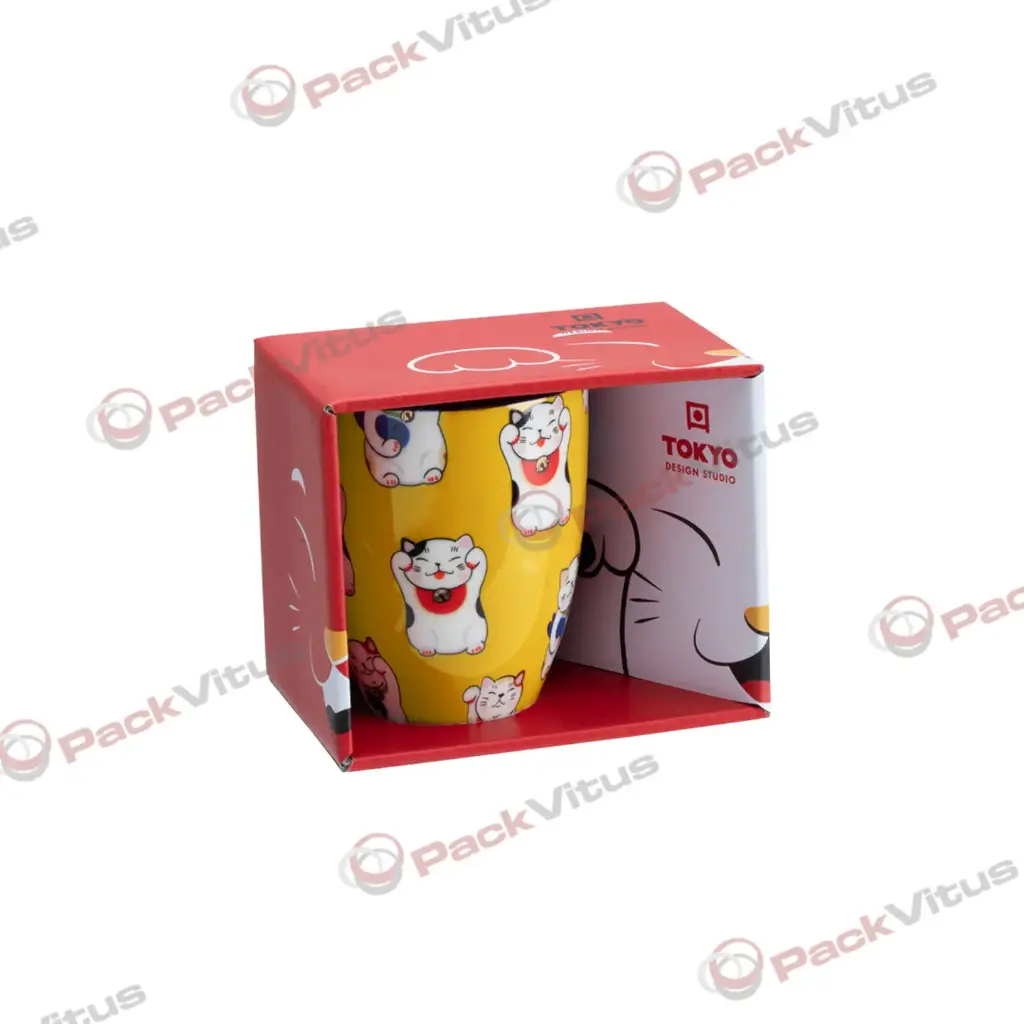 (D/R) Tasse GLÜCKKATZE gelb D8,5 H10,2