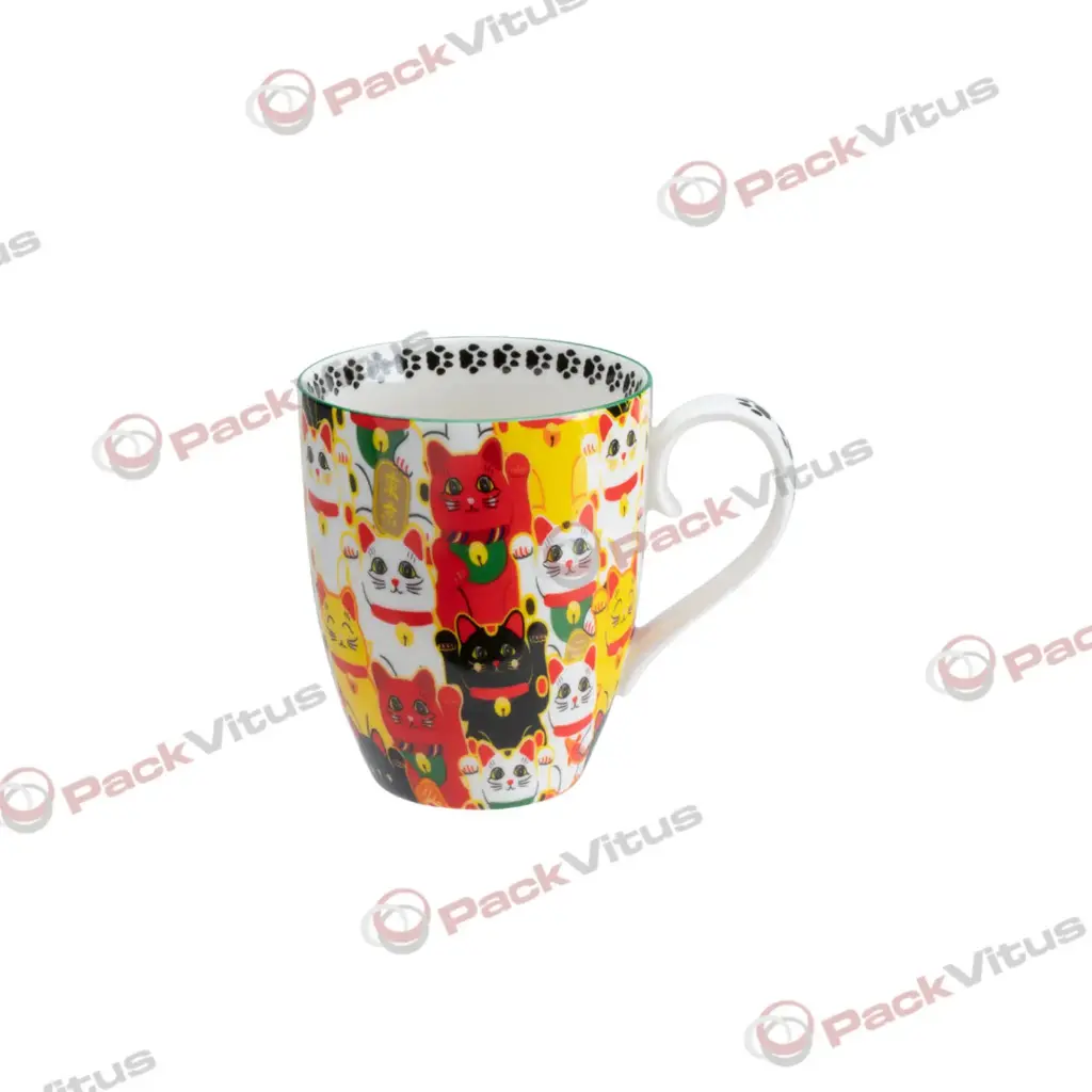 (D) Tasse GLÜCKKATZE bunt D8,5 H10,2