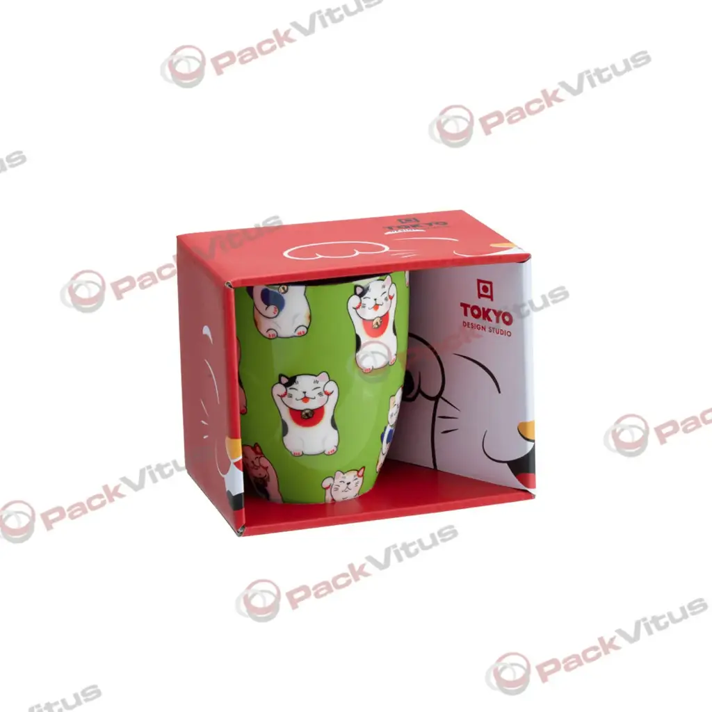 (D/R) Tasse GLÜCKKATZE grün D8,5 H10,2
