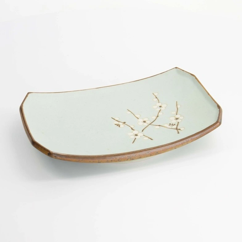HANA GREEN Sushi Teller groß 22x15x3,5 Box 6/36