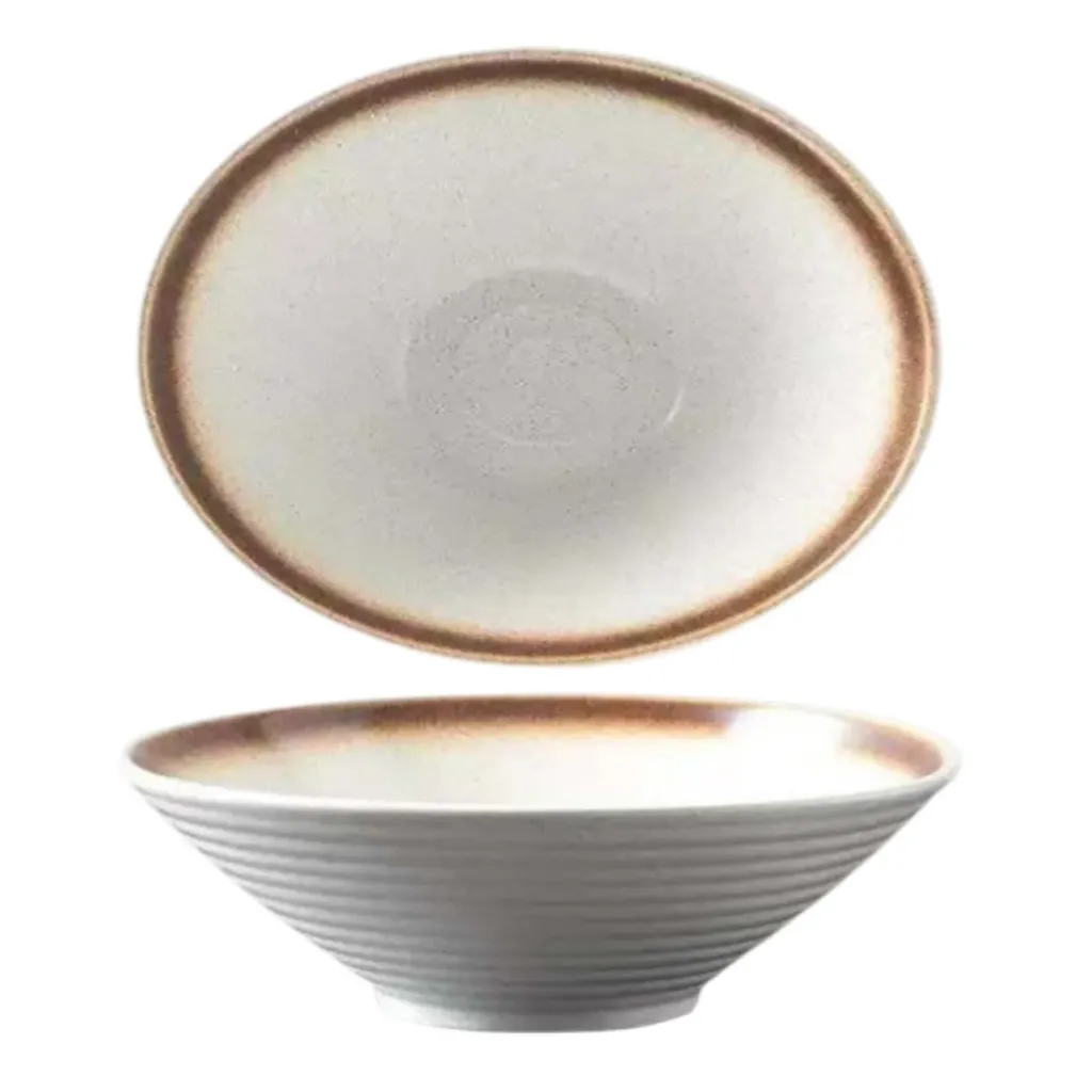 TRAPEZ Schale D24 - creme/braun (Punkt-Design)