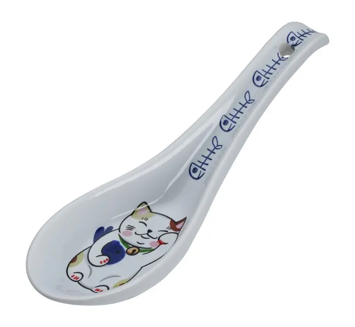 Glückkatze Löffel L13,8 - weiß/blau Box 12/144