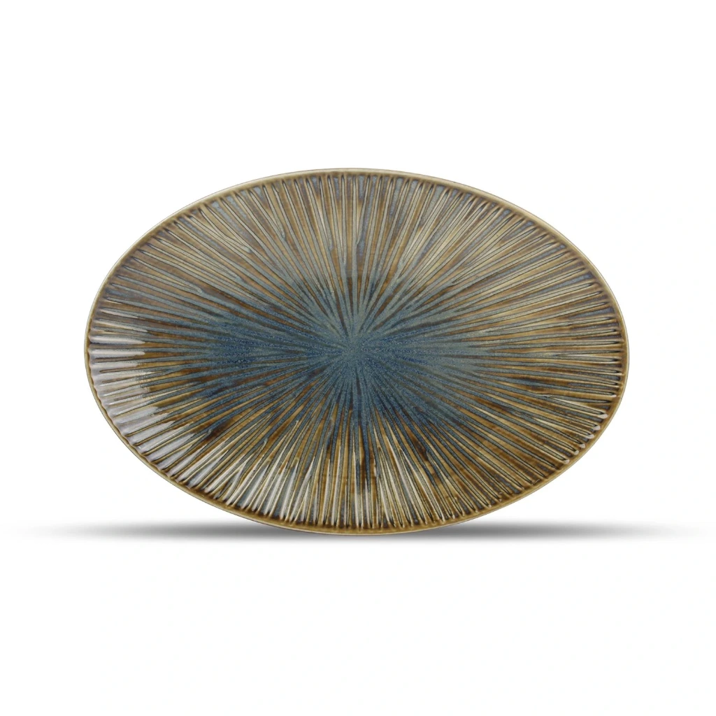 FOREST HALO Servierschale 25,5x17cm - blau/braun