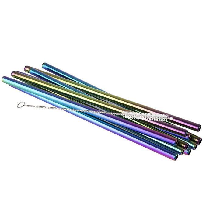 Trinkhalme 11er-Set D0,8 L21,5 (mit Bürste) - Regenbogen