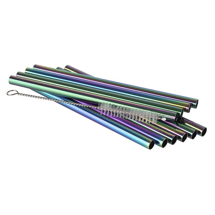 Trinkhalme 11er-Set D0,8 L15 (mit Bürste) - Regenbogen