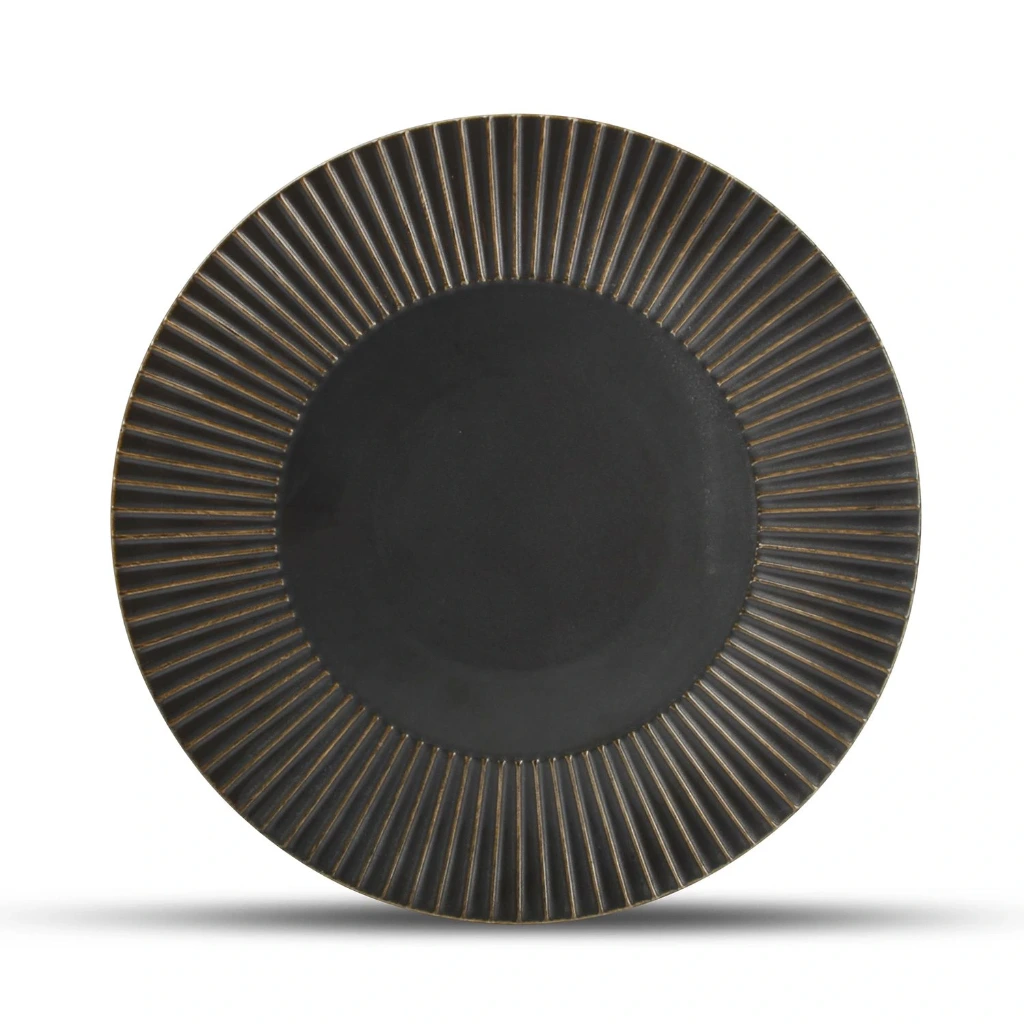 BRASS Teller flach 27,5cm gestreift - silber