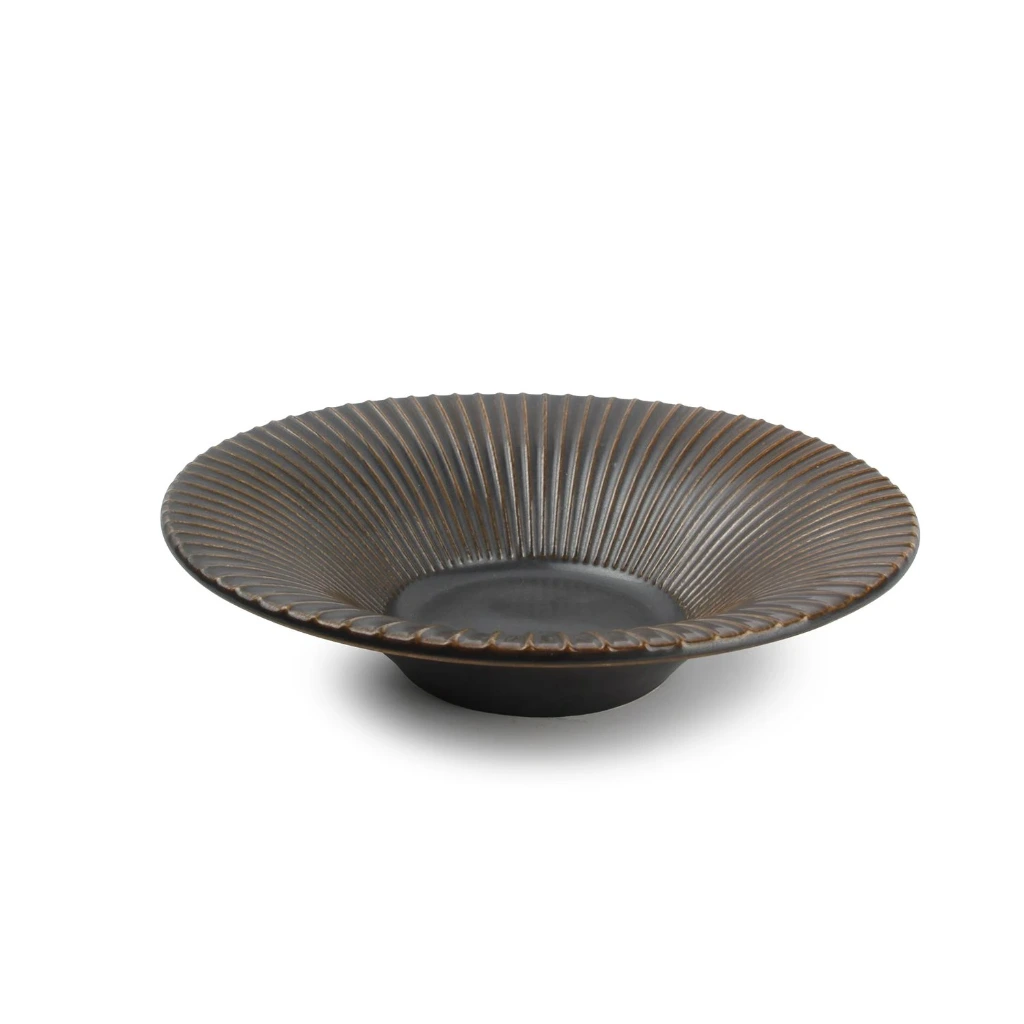 BRASS Teller tief 20,5xH5cm gestrieft - silber