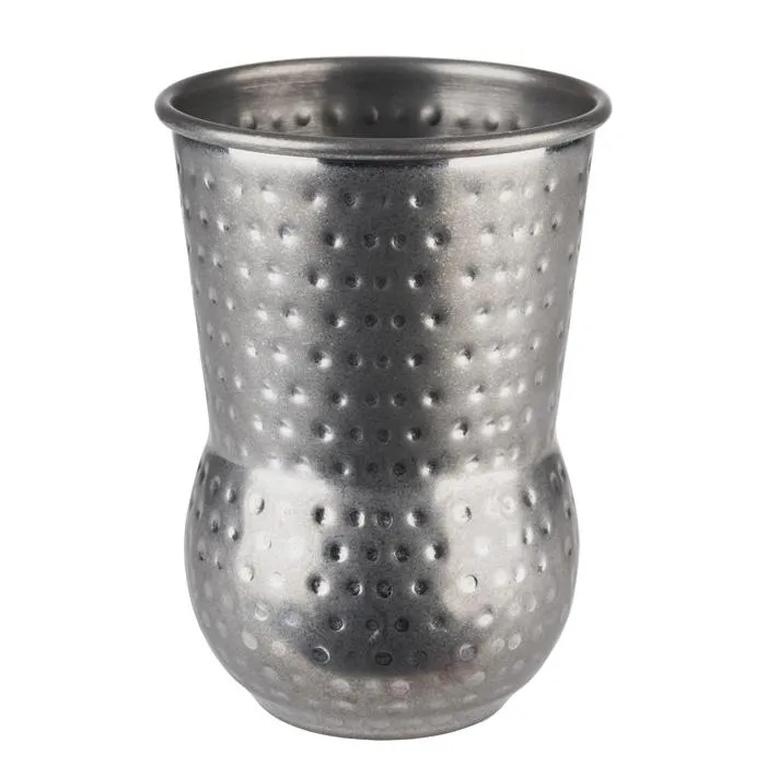 Edelstahlbecher 400ml CURVED Hammerschlag-Optik matt