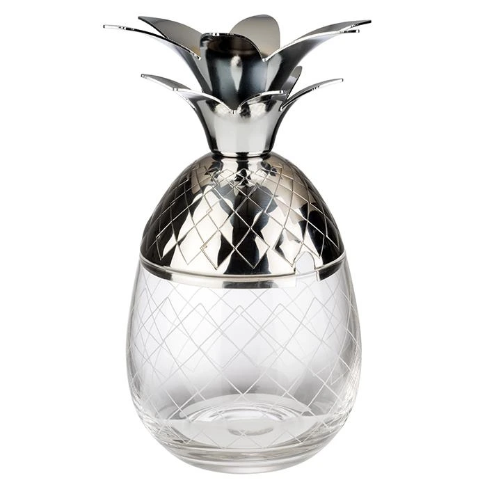 ANANAS Glasbecher 350ml mit Edelstahl Deckel D8,5 H17,5