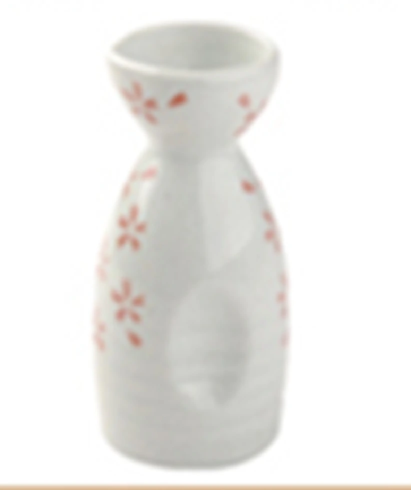 (D/R) Sake Kanne SAKURA 220ml weiß/rot