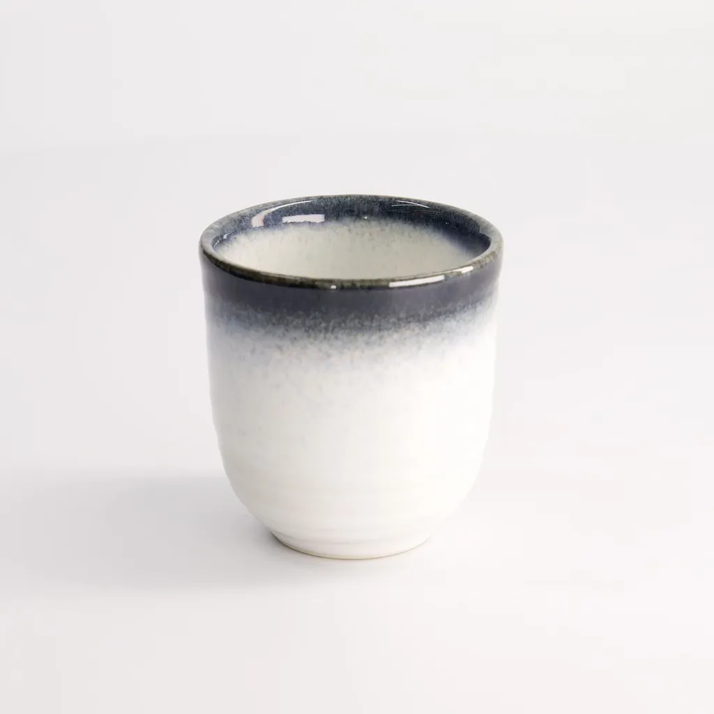 HOKKYO KUSEI Tasse 200ml D8 H8 - weiß/blauer Rand Box 5/60