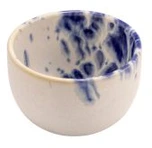 White bowl with blue reactive dots - Stoneware Ø 6,5 h 4,5 cm Box 12