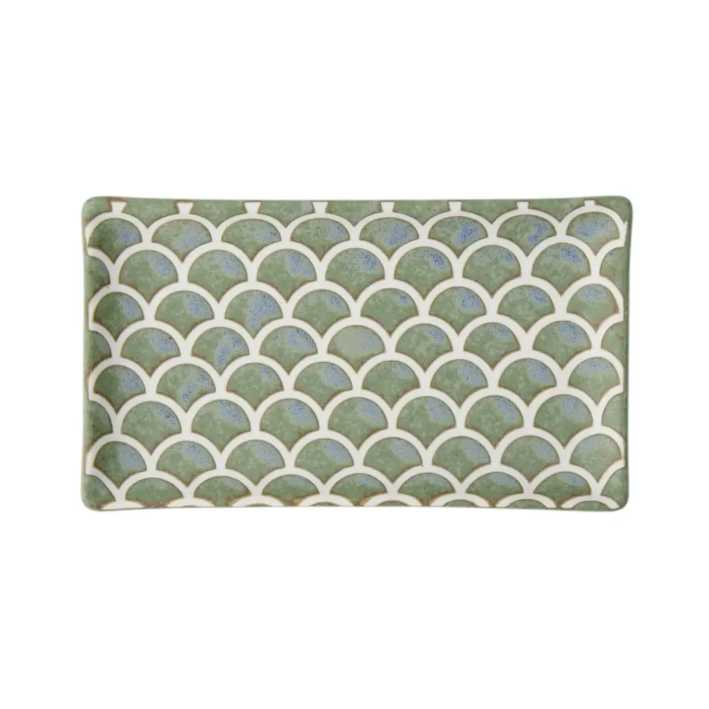 WELLEN JP Sushi Teller 22x13x2 - grün/weiß