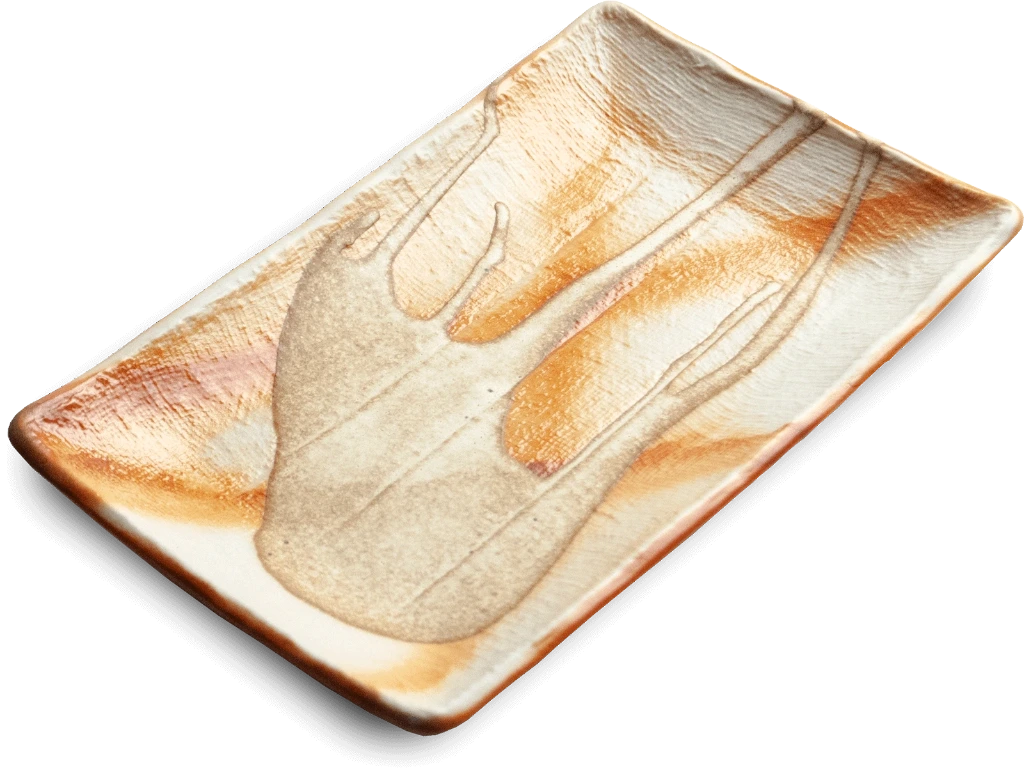Sushi Teller 22x14x3cm - weiß/orange