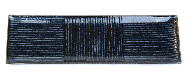 Lines Dunkelblau Rechteckiger Teller 33 x 10 cm