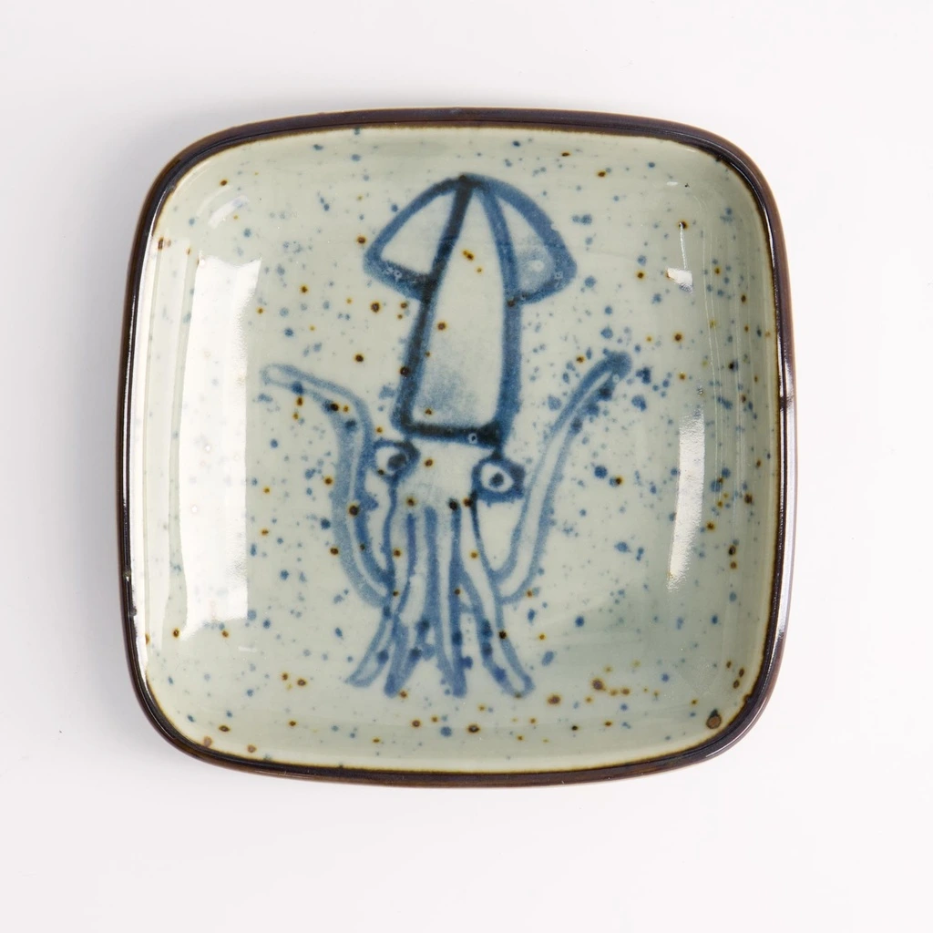 Soße quadratisch 9x9x1,6 Tintenfisch - weiß/blau Box 12/192