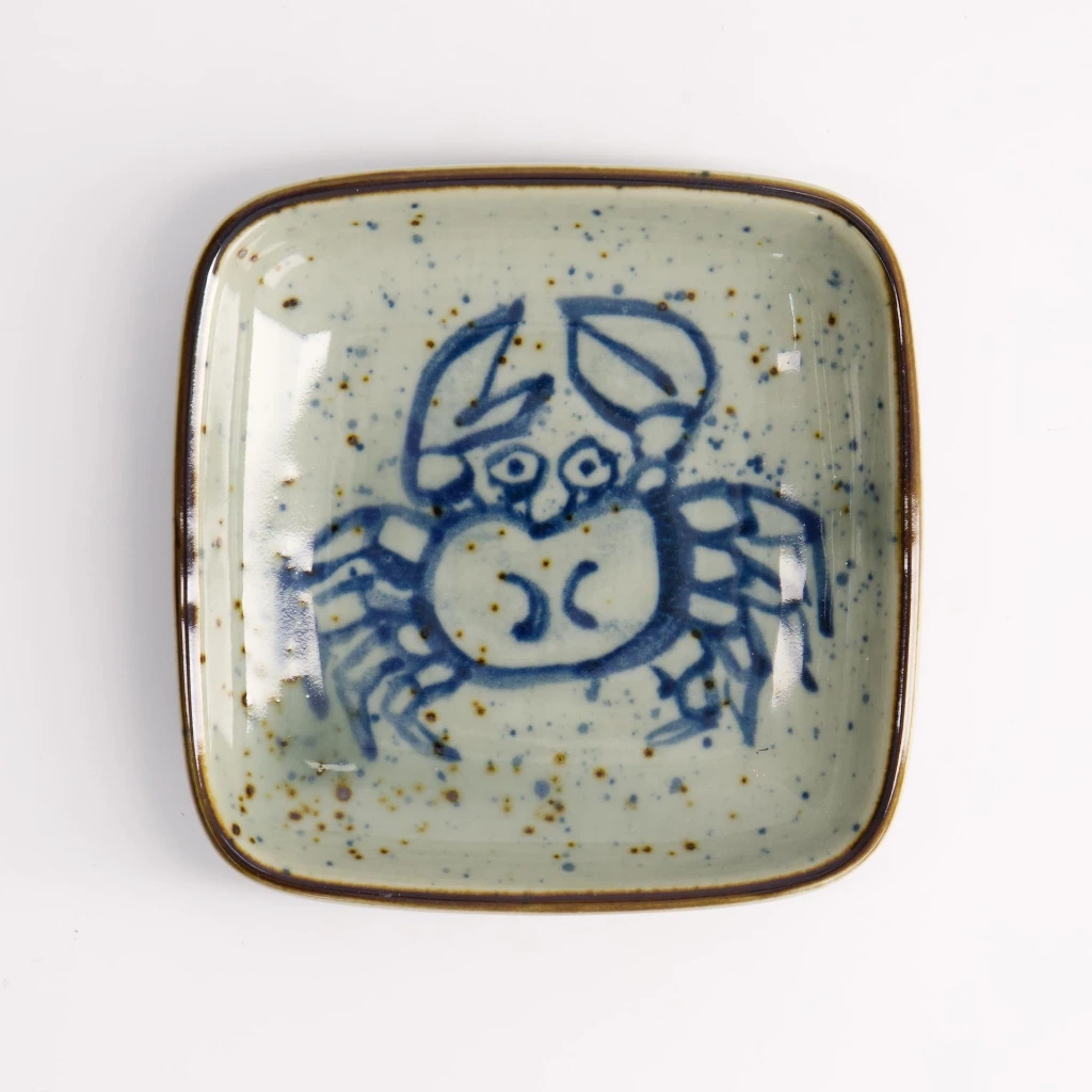 Soße quadratisch 9x9x1.6cm Crab - blau/weiß