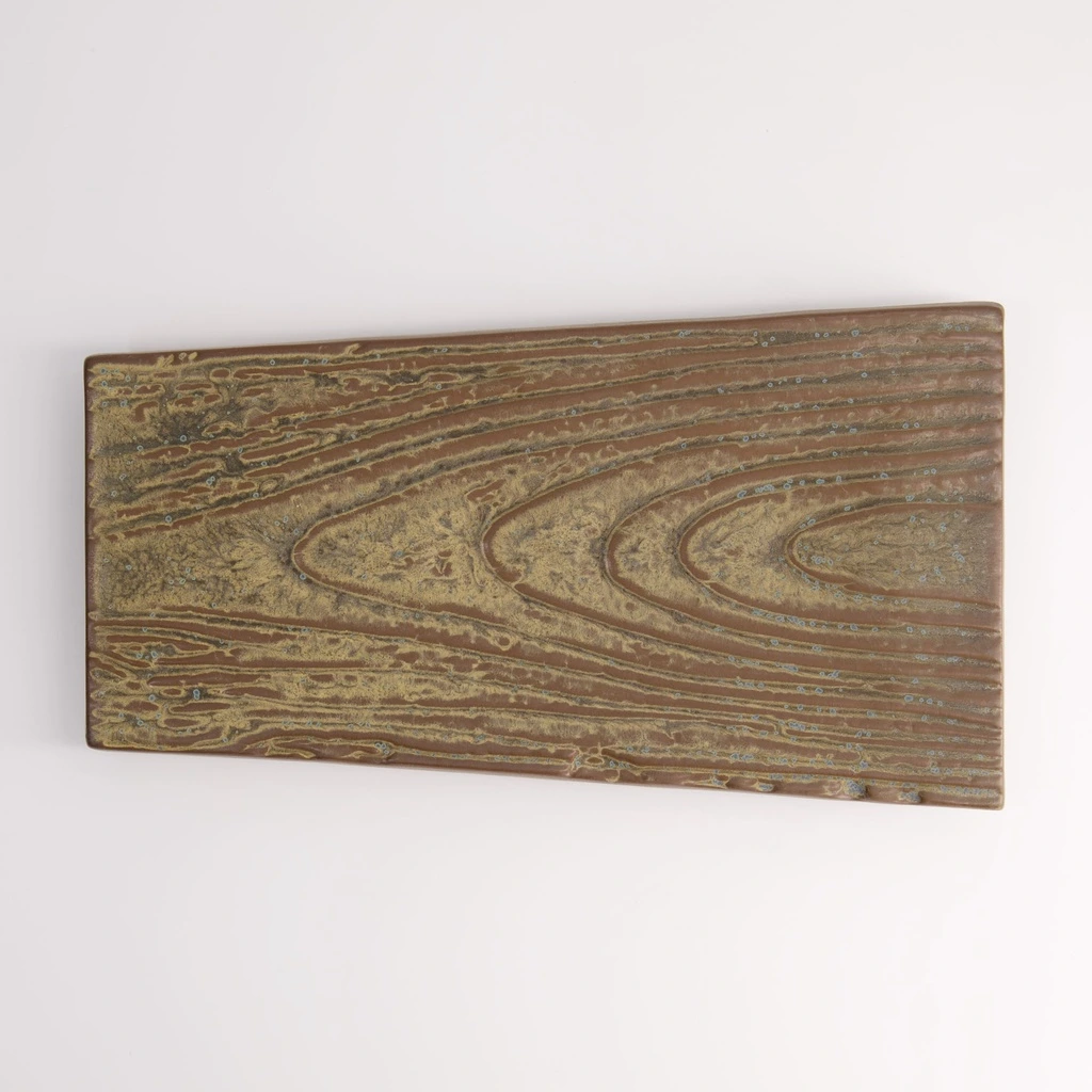 Sushi Teller trapez 8x14cm - Holzoptik