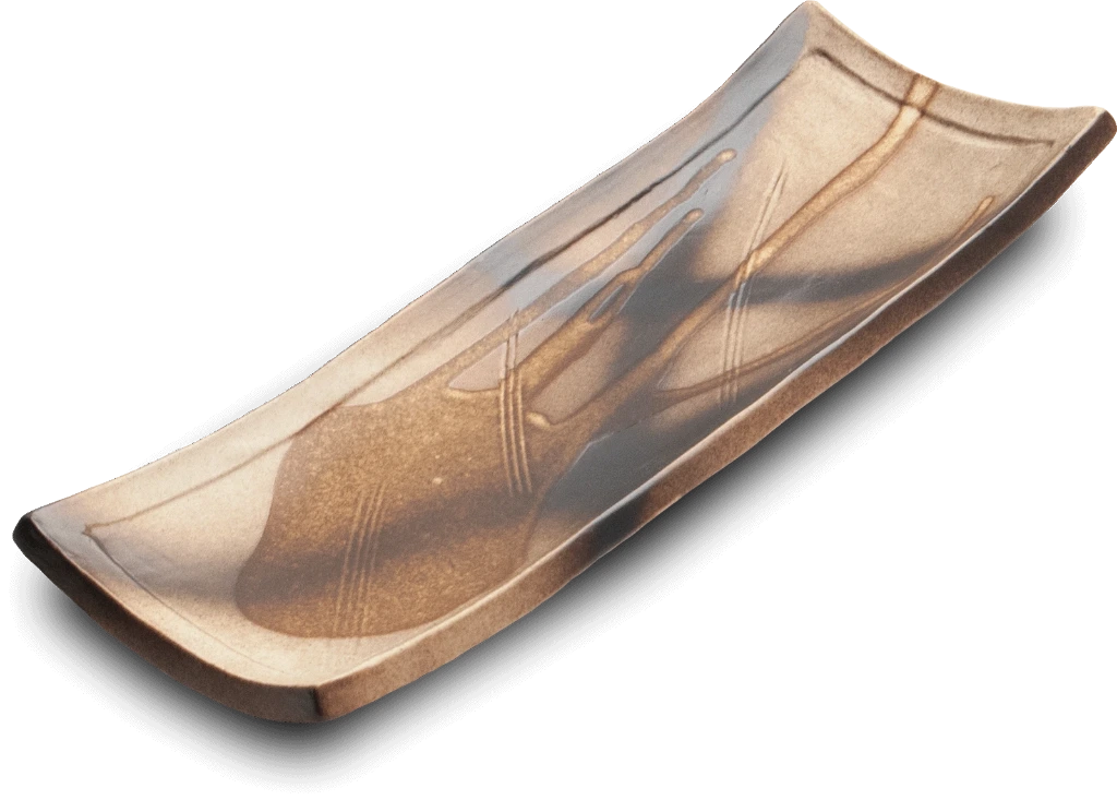 CURVED Teller lang 24,5x9x3,5cm - braun