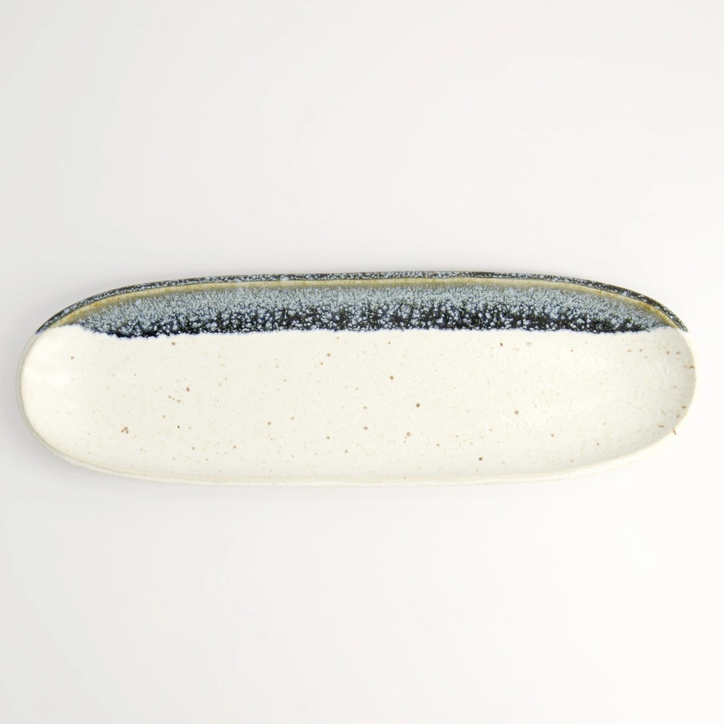 JP Teller oval 34,5x11x2,5cm - weiß/grün