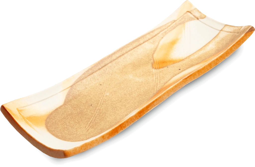 CURVED Teller lang 24,5x9x3,5cm - orange/weiß/gelb
