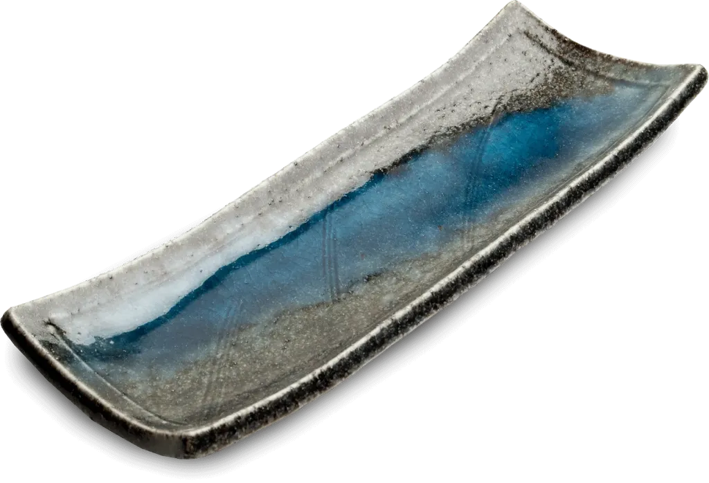 CURVED Teller lang 24,5x9x3,5cm - grau/blau
