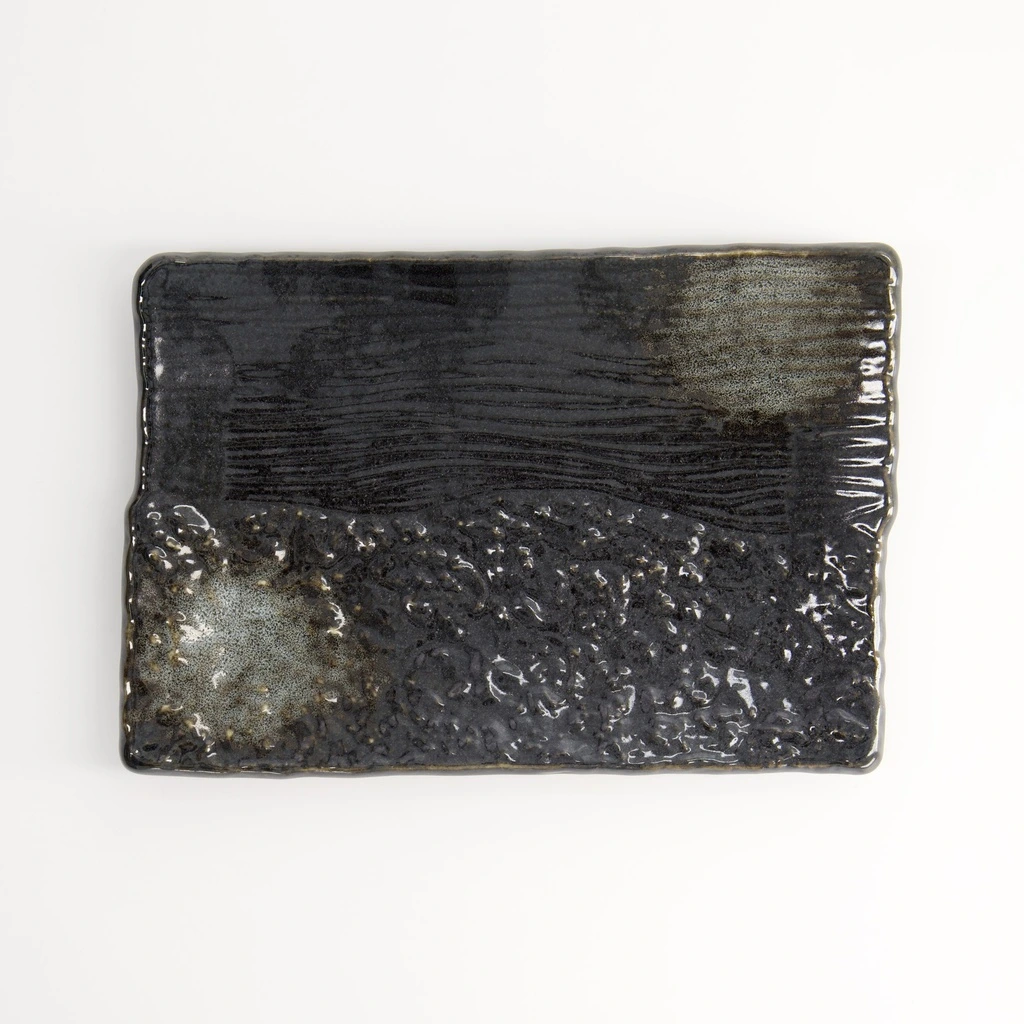 Japan Teller organisch 21x14,5x2,5cm - schwarz Box 6/36