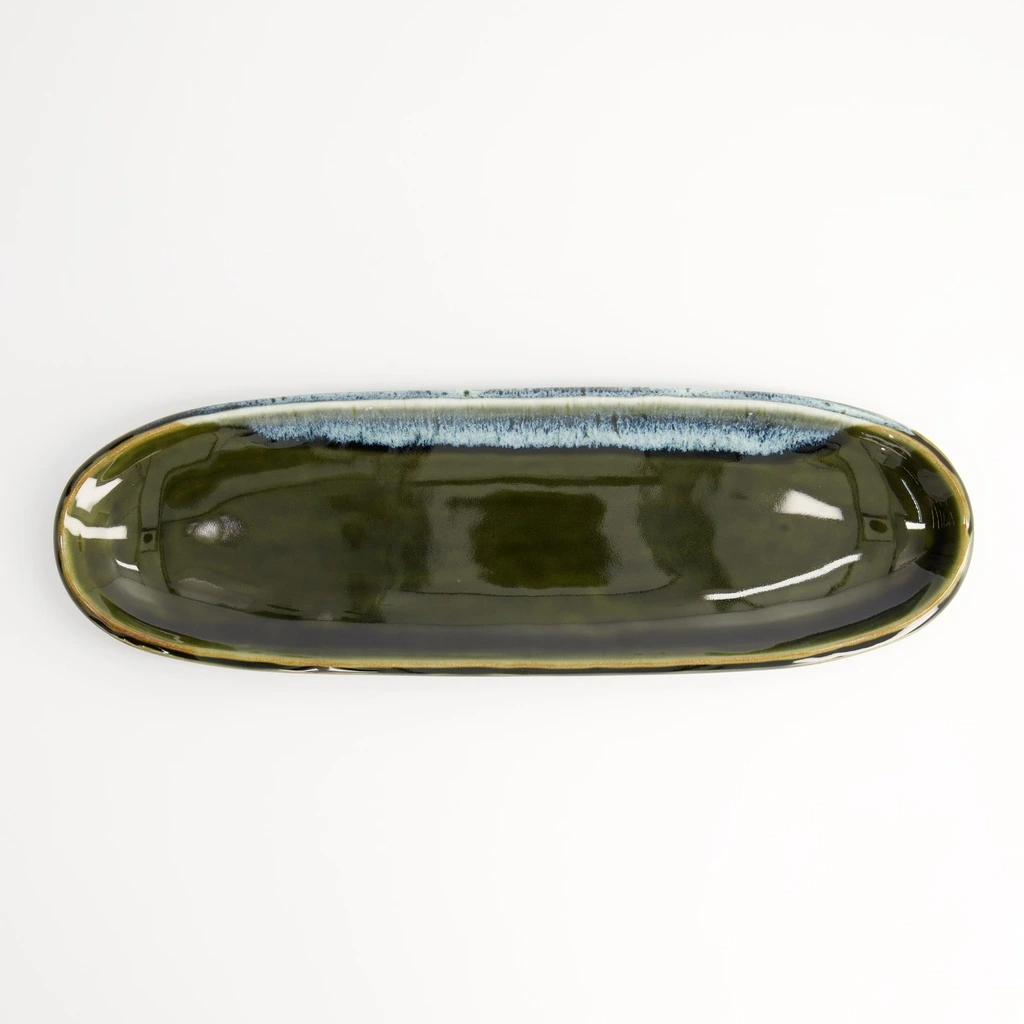 JP Teller oval 34,5x10,8x2,5cm - grün glänzend Box 6/36