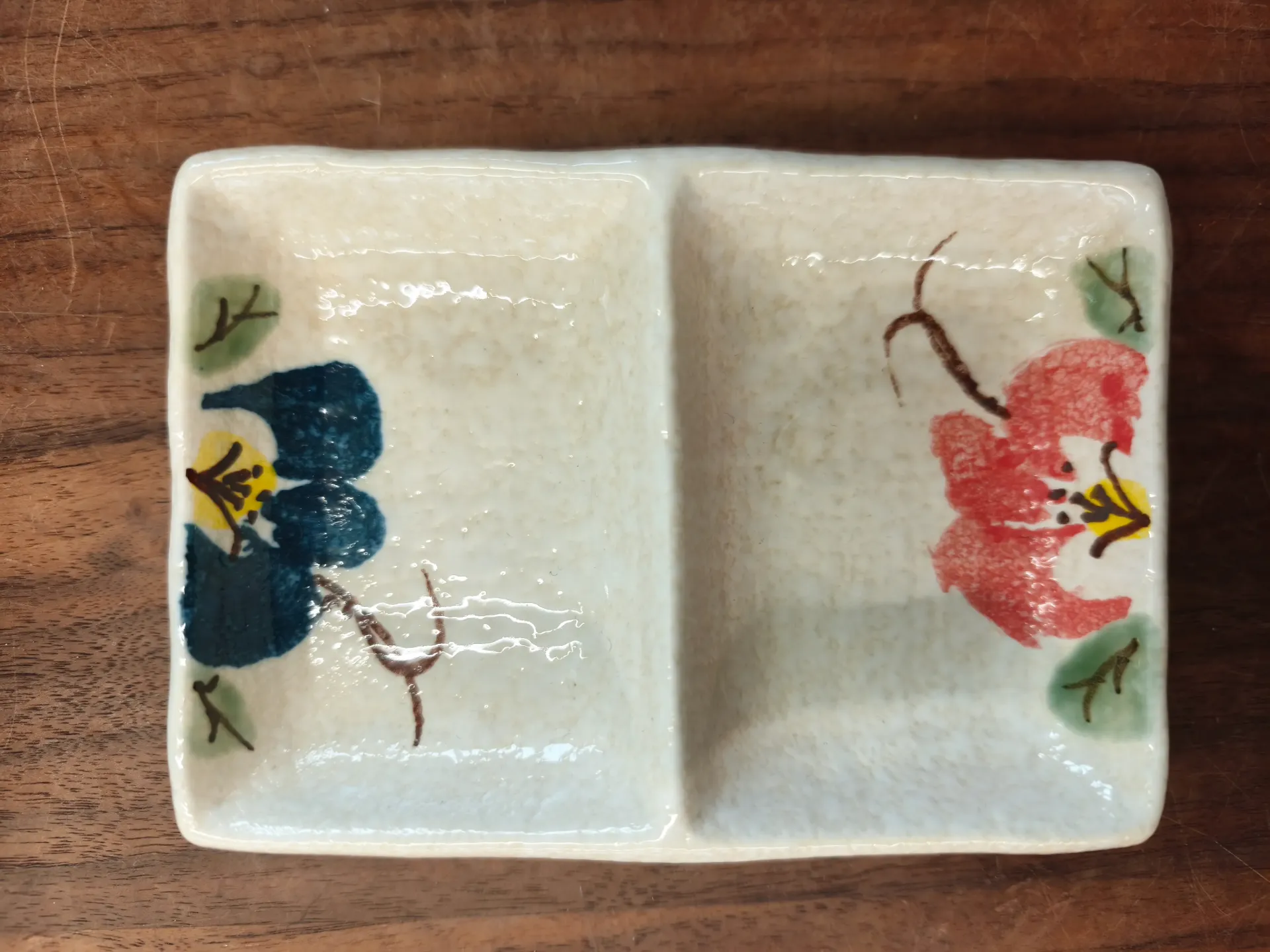 Soße 2-fach 12,8x9,2x2,5 floral - weiß