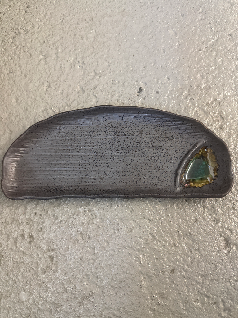 HALBMOND Dip-Teller 28x12cm - grau  matt