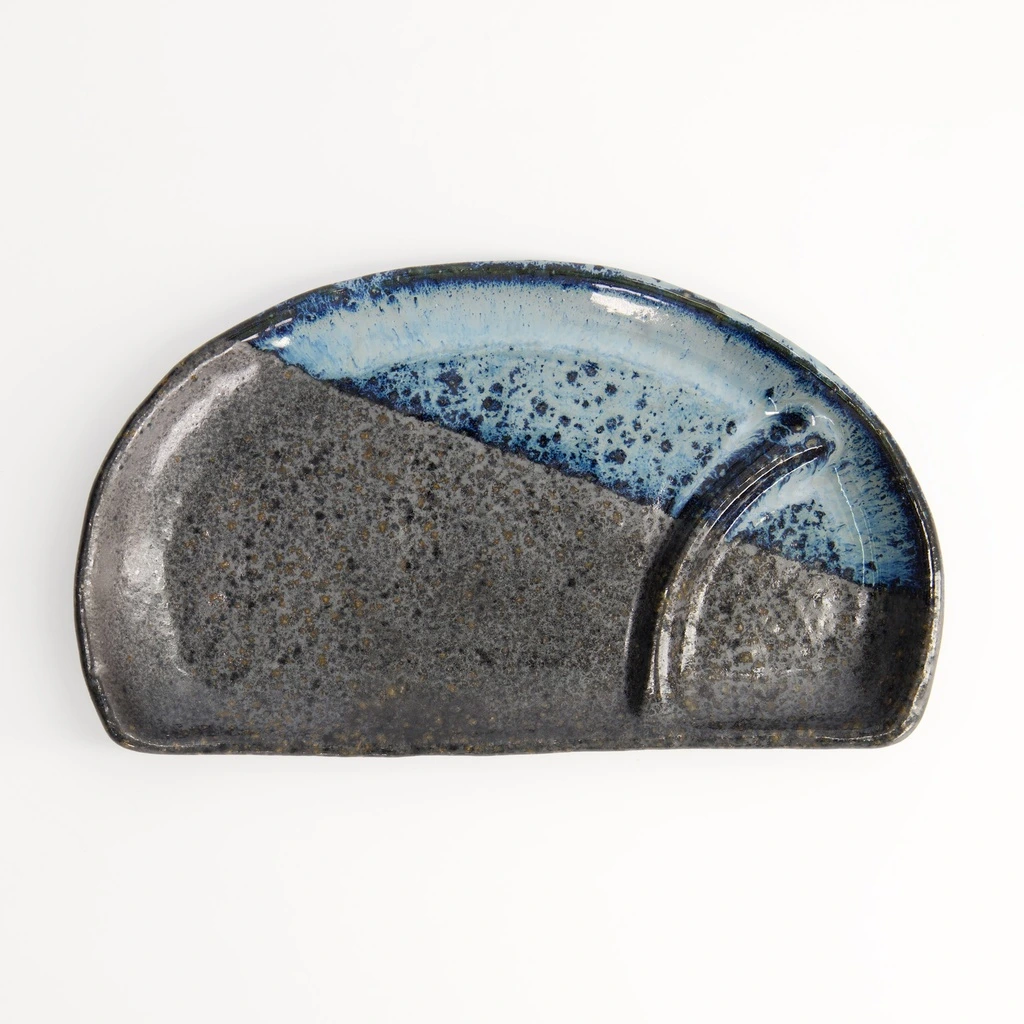 HALBMOND Teller 22,5x13x2cm - schwarz/blau