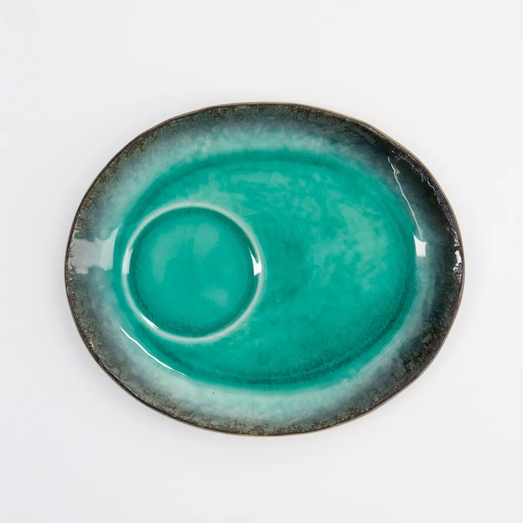 ASABLUE Unterteller Teller oval 18x14x2 - türkis