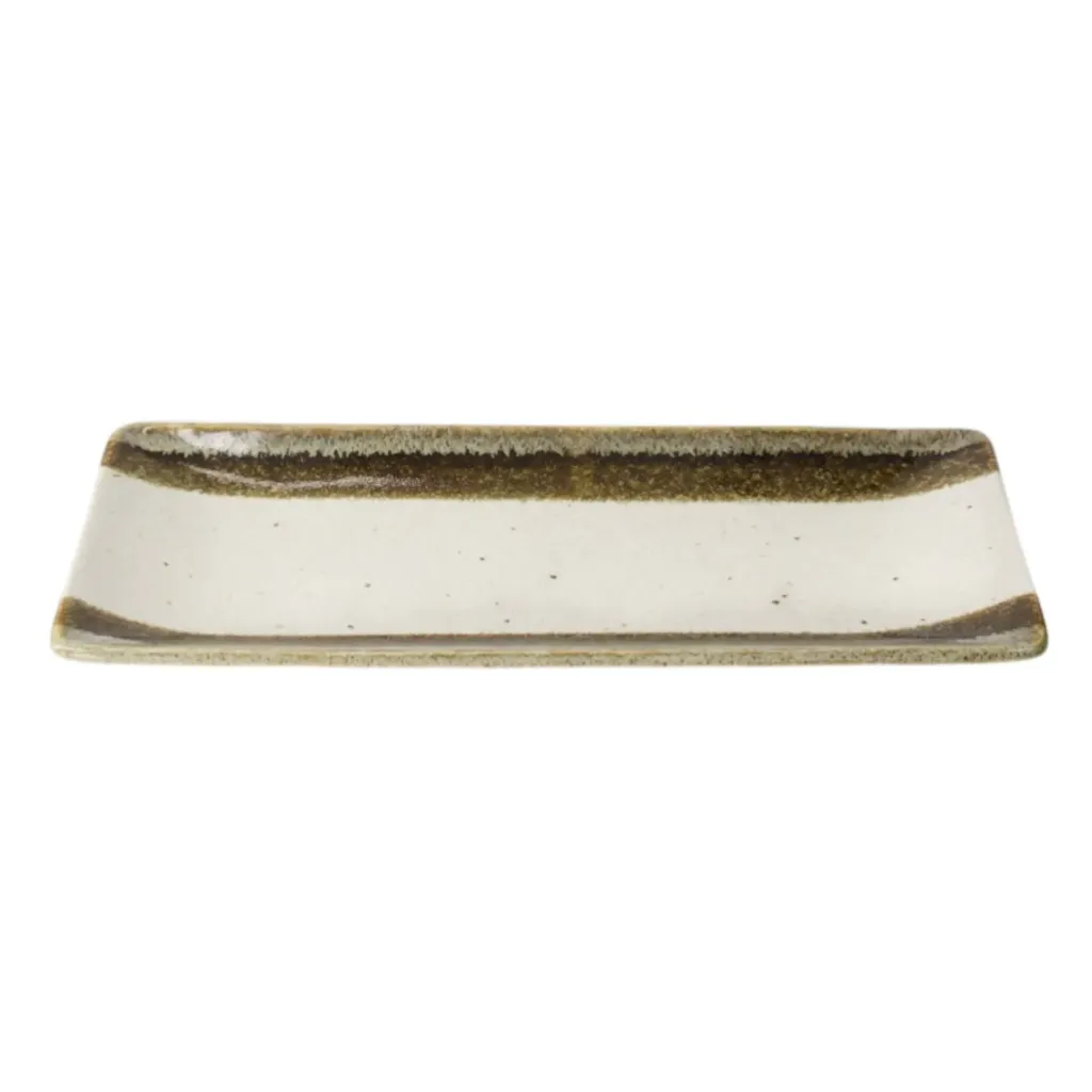 JAPAN Teller lang 28,5x12,5x2,5cm - weiß/braun Box 4/32