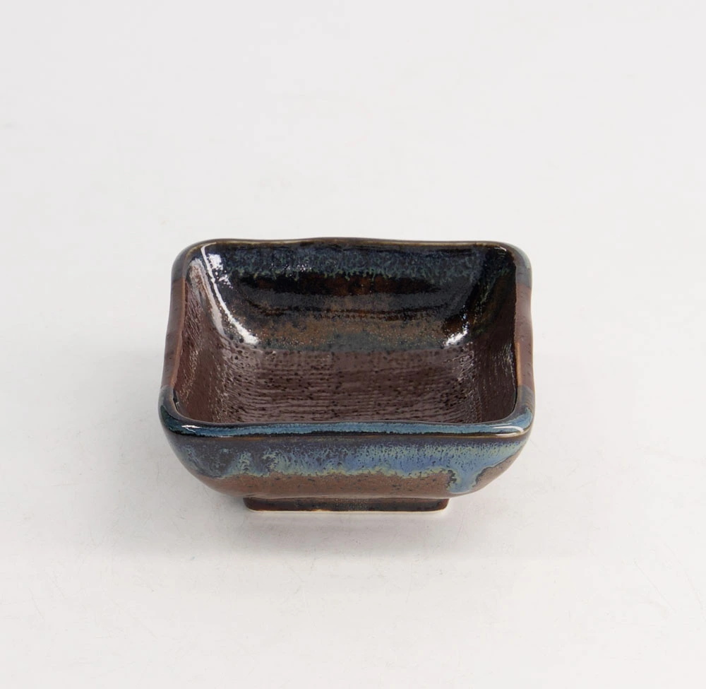 Soße quadratisch braun/blau 7.5x7.5x3.2cm Box 12/144
