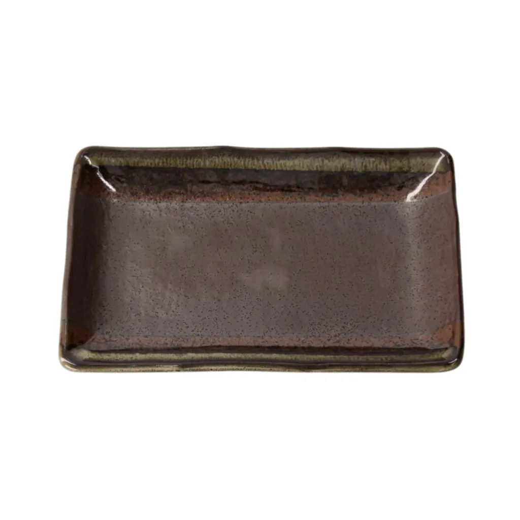 SEN Sushi Teller 21x13,5x2,8 - braun/grün Box 6/48