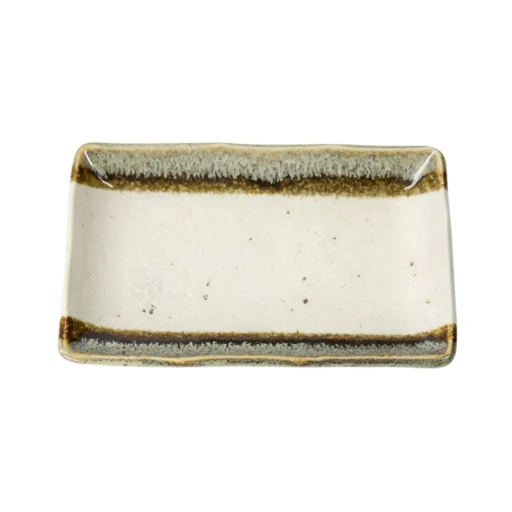 SEN Sushi Teller 21x13,5x2,8 - creme/grün