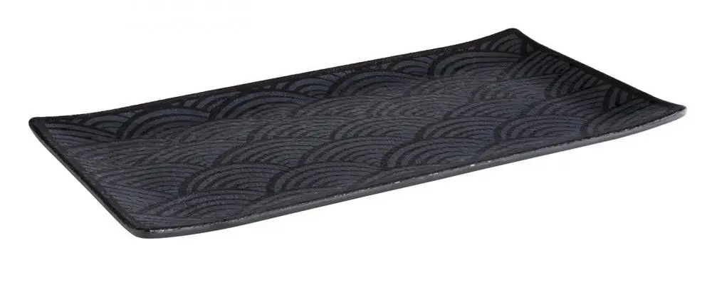 MELAMIN Wellenoptik Tablett GN 1/3 H2 - blau/schwarz