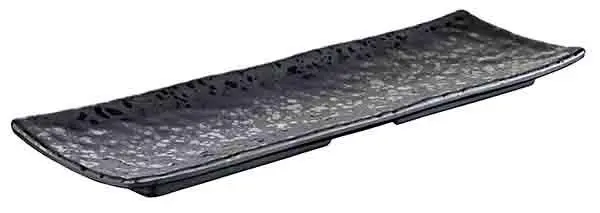 MELAMIN Sushi Teller rechteckig 37x11x2,5 - grau/schwarz